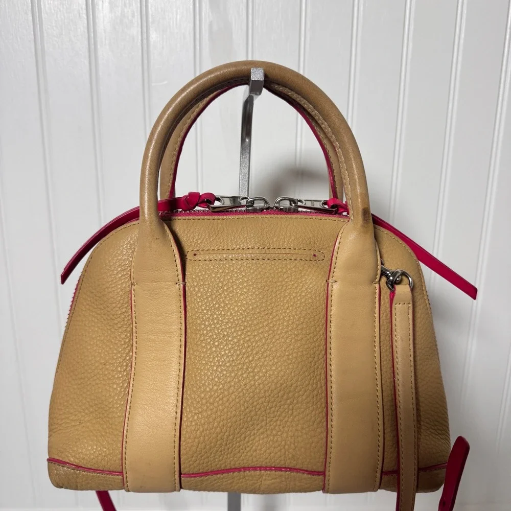 Coach Bleecker Mini Preston Satchel Camel Leather Crossbody Pink Edgepaint